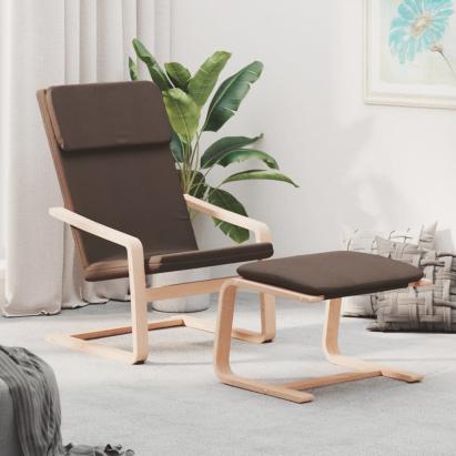 Scaun de relaxare cu taburet, maro închis, material textil GartenMobel Dekor