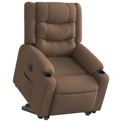 Fotoliu electric rabatabil cu ridicare, maro, textil GartenMobel Dekor