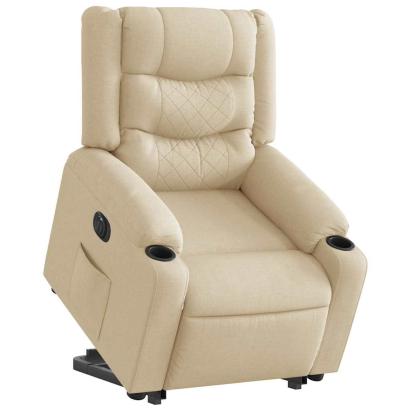 Fotoliu electric rabatabil cu ridicare, crem, textil GartenMobel Dekor