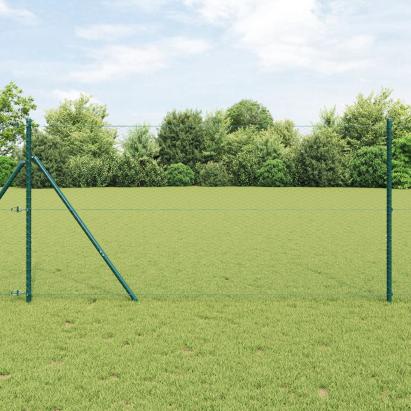 Gard Hexagonal  Verde 1.4x50 m Oțel, Stâlpi  13 buc Verde Ø32 mm 190 cm Oțel Galvanizat GartenMobel Dekor