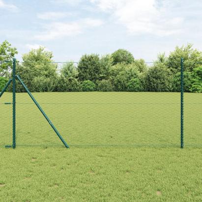 Gard Hexagonal  Verde 1x100 m Oțel, Stâlpi de Gard  13 pcs Verzi Ø32 mm 150 cm Oțel Zincat GartenMobel Dekor