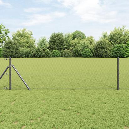 Gard Hexagonal  Gri 0.6x10 m Oțel, Posturi de Gard  7 pcs Gri Ø32 mm 100 cm Oțel Galvanizat GartenMobel Dekor