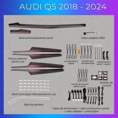 Lumini ambientale  Audi Q5 2018-2024 set complet control telefon sau sistem original CarStore Technology