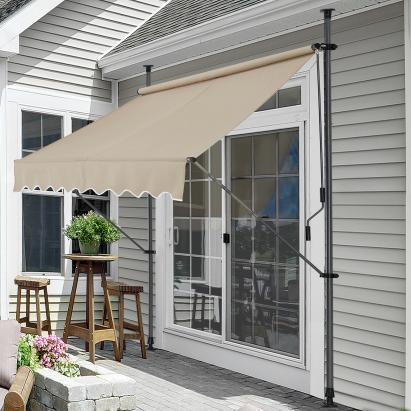 Copertina retractabila Wave 400 x 120 x  220 - 309 cm bej [pro.tec] HausGarden Leisure