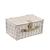 [casa.pro]® Cos picnic 4 persoane,  40 x 28 x 19 cm, rachita/poliuretan-imitatie piele/textil, alb HausGarden Leisure