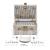 [casa.pro]® Cos picnic 4 persoane,  40 x 28 x 19 cm, rachita/poliuretan-imitatie piele/textil, alb HausGarden Leisure