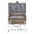 [casa.pro]® Cos picnic 2 persoane,  38 x 25 x 16 cm, rachita/poliuretan-imitatie piele/textil, gri/alb/albastru HausGarden Leisure
