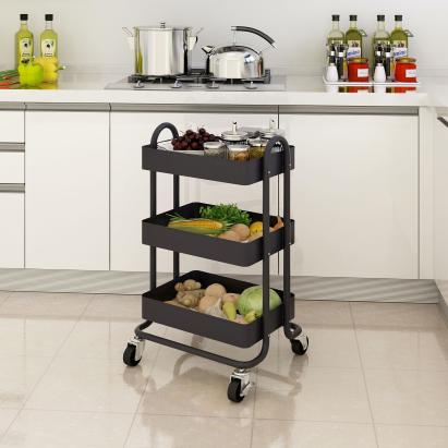 Carucior servire Pyhanta 78,5x46x35cm negru mat [en.casa] HausGarden Leisure