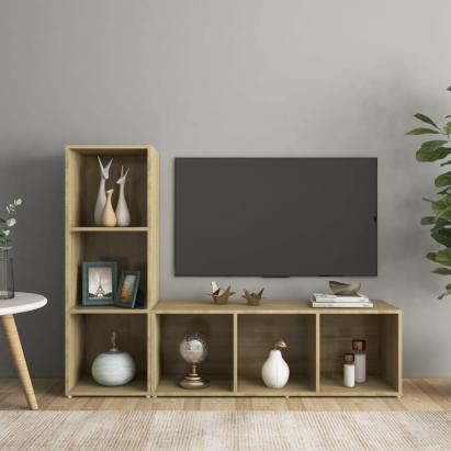 Dulapuri TV, 2 buc stejar sonoma, 107x35x37 cm, lemn prelucrat GartenMobel Dekor
