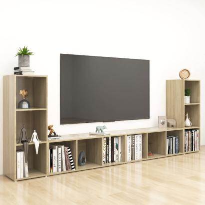 Dulapuri TV, 4 buc, stejar sonoma, 107x35x37 cm, lemn prelucrat GartenMobel Dekor
