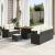Set canapea de grădină  8 piese cu perne Ratan poly negru Acacia, Set de dining de grădină  3 piese cu perne Ratan poly negru Acacia GartenMobel Dekor