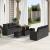 Set de sofa de grădină  cu 9 piese cu perne Negru Ratan poli Acacia, Set de dining de grădină  cu 3 piese cu perne Negru Ratan poli Acacia GartenMobel Dekor