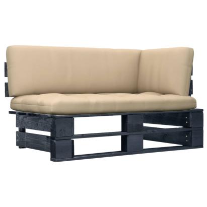 Canapea de colț din paleți de grădină negru lemn pin tratat GartenMobel Dekor