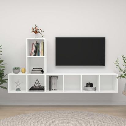 Set de dulapuri TV, 3 piese, alb, lemn prelucrat GartenMobel Dekor