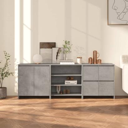 Servante, 3 piese, gri beton, lemn prelucrat GartenMobel Dekor