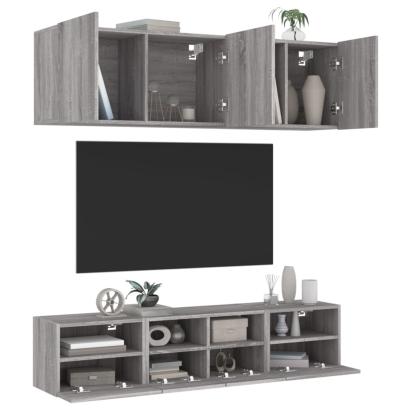 Unități TV de perete, 5 piese, gri sonoma, lemn prelucrat GartenMobel Dekor