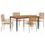 Set de dining 5 piese pentru grădină Bej Poliratan Acacia,  Scaune de grădină stivuibile cu perne - Set de 2 în Bej Poliratan,  Masă de grădină 150x90x75 cm din lemn de acacia solid și metal GartenMobel Dekor