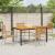 Set de dining 5 piese pentru grădină Bej Poliratan Acacia,  Scaune de grădină stivuibile cu perne - Set de 2 în Bej Poliratan,  Masă de grădină 150x90x75 cm din lemn de acacia solid și metal GartenMobel Dekor