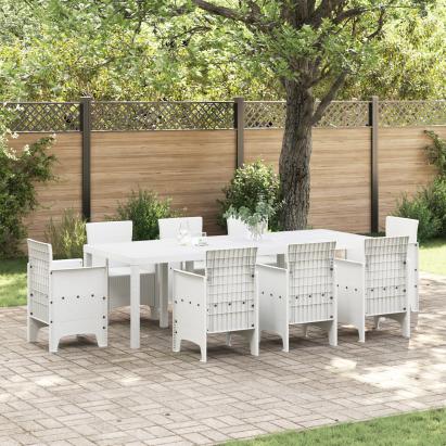 Masă de Grădină  Alb 250x100x73 cm Poli Rattan, Masă de Grădină  Alb 100x100x73 cm Poli Rattan, Masă de Grădină  Alb 150x100x73 cm Poli Rattan GartenMobel Dekor