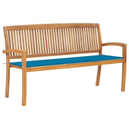 Bancă de grădină stivuibilă cu pernă, 159 cm, lemn masiv de tec GartenMobel Dekor