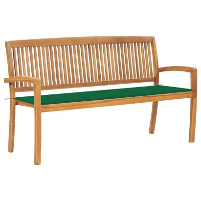 Bancă de grădină stivuibilă cu pernă, 159 cm, lemn masiv de tec GartenMobel Dekor