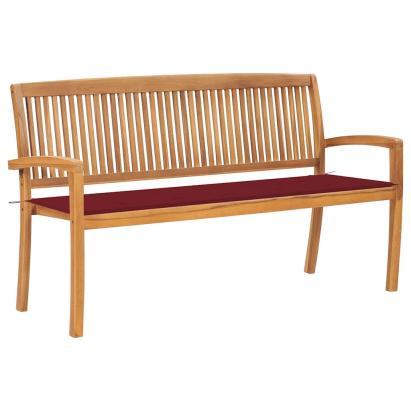 Bancă de grădină stivuibilă cu pernă, 159 cm, lemn masiv tec GartenMobel Dekor