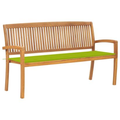 Bancă de grădină stivuibilă cu pernă, 159 cm, lemn masiv de tec GartenMobel Dekor