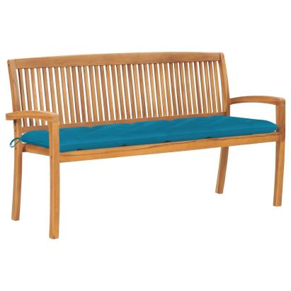 Bancă de grădină stivuibilă cu pernă, 159 cm, lemn masiv tec GartenMobel Dekor