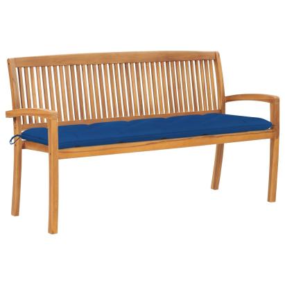 Bancă de grădină stivuibilă cu pernă, 159 cm, lemn masiv de tec GartenMobel Dekor