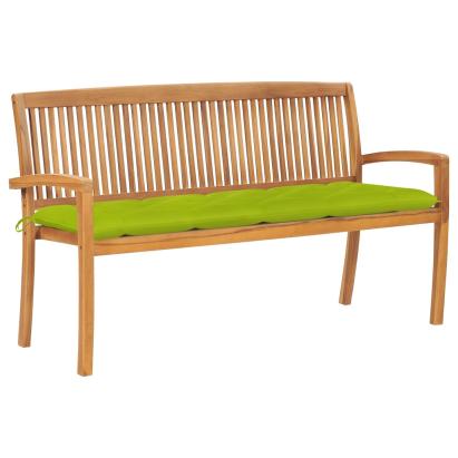 Bancă de grădină stivuibilă cu pernă, 159 cm, lemn masiv de tec GartenMobel Dekor