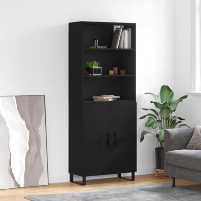 Dulap înalt, negru, 69,5x34x180 cm, lemn compozit GartenMobel Dekor