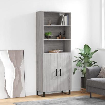 Dulap înalt, gri sonoma, 69,5x34x180 cm, lemn compozit GartenMobel Dekor