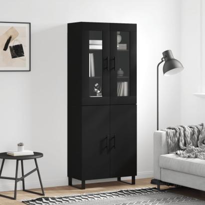Dulap înalt, negru, 69,5x34x180 cm, lemn compozit GartenMobel Dekor