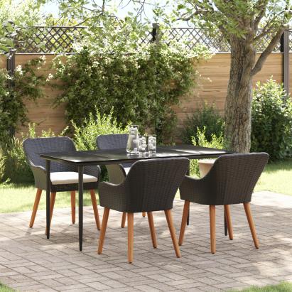 Set de dining pentru grădină de 5 piese din ratan negru GartenMobel Dekor