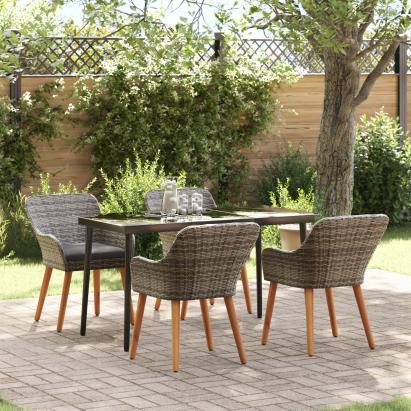 Set masă grădină 5 piese Gri Ratan Poli GartenMobel Dekor