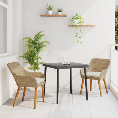 Set de mese pentru grădină cu 3 piese Bej din ratan poli GartenMobel Dekor