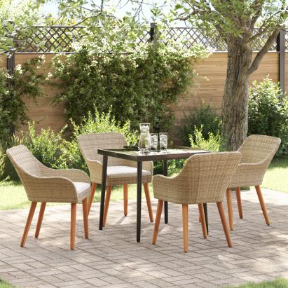 Set mese grădină 5 piese Bej Ratan Poly GartenMobel Dekor