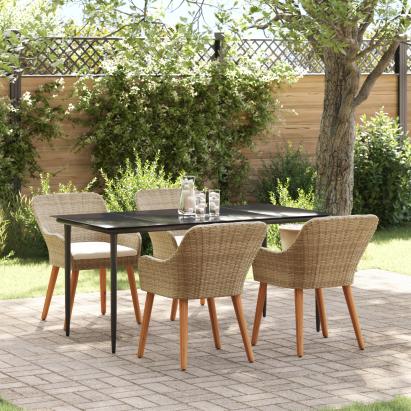 Set dining grădină 5 piese Bej din Ratan Polican GartenMobel Dekor