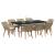 Set Dining Grădină 9 Piese Bej din Ratan Poly GartenMobel Dekor