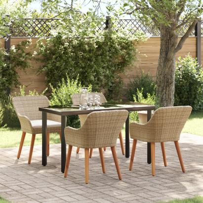 Set de dining de grădină 5 piese Bej Ratan Poli GartenMobel Dekor
