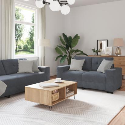 Set canapea, 3 piese, perne gri închis, catifea GartenMobel Dekor