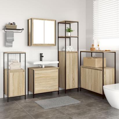 Set mobilier baie, 5 piese, stejar sonoma, lemn prelucrat GartenMobel Dekor