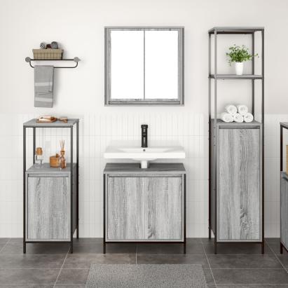 Set mobilă baie din 3 piese în Gri Sonoma din Lemn prelucrat GartenMobel Dekor