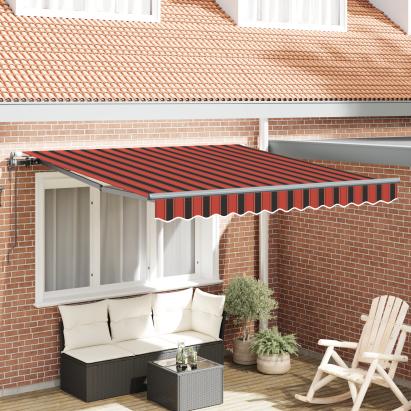 Marciză retractabilă automată portocalie și maro, 300x250 cm GartenMobel Dekor
