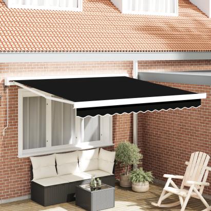 Marchiză automată retractabilă neagră 300x250 cm, Țesătură de înlocuire pentru marchiza  pentru cadru de 3x2.5 m negru GartenMobel Dekor