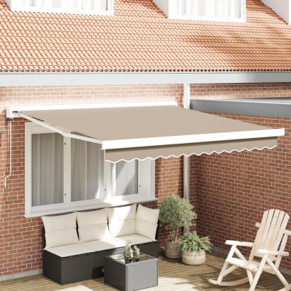Marchiză retractabilă automată bej 300x250 cm,  Material de înlocuire pentru marchiză 3x2.5 m Bej GartenMobel Dekor