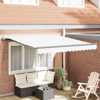 Marchiză retractabilă automată Alb 300x250 cm,  Material de înlocuire pentru marchiză 3x2.5 m Alb GartenMobel Dekor