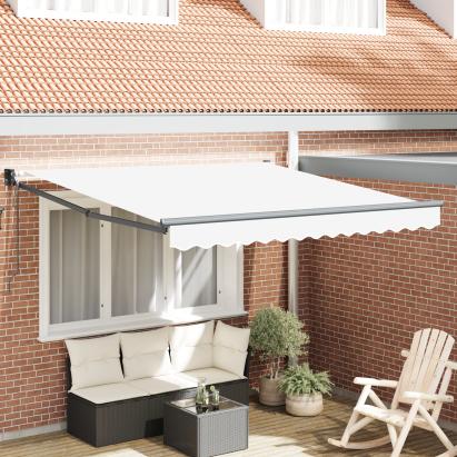 Marchiza retractabilă automată  Alb 300x250 cm, Țesătură de înlocuire pentru marchiză  3x2.5 m Alb GartenMobel Dekor