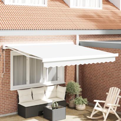Marchiză retractabilă automată albă 300x250 cm, Marchiză de schimb  pentru cadru de 3x2.5 m alb GartenMobel Dekor