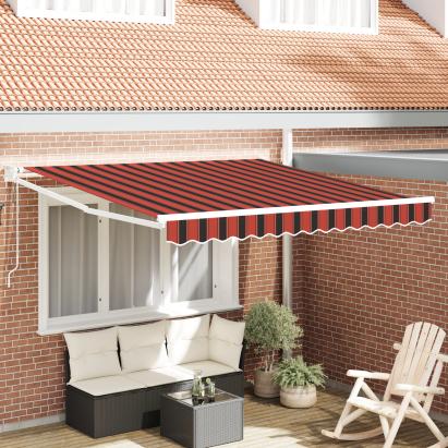 Marchiză retractabilă automată portocalie și maro 350x250 cm GartenMobel Dekor